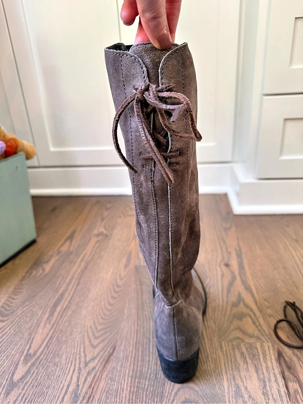 Born Thea Suede Tall Boots Brown Over-the-Knee Lace-Up Boots - Picture 4 of 5